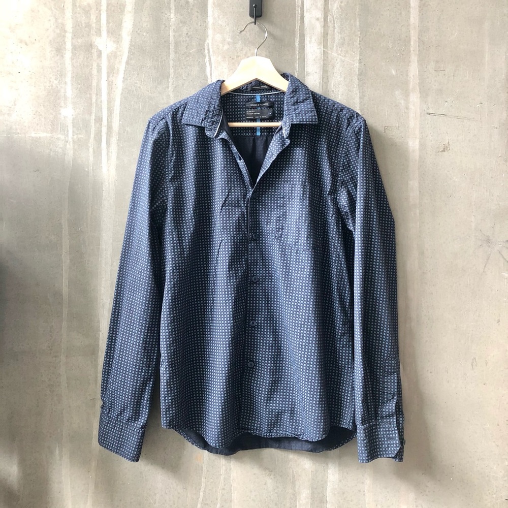 Denim & Flower Dress Shirt - Picture 6 of 6